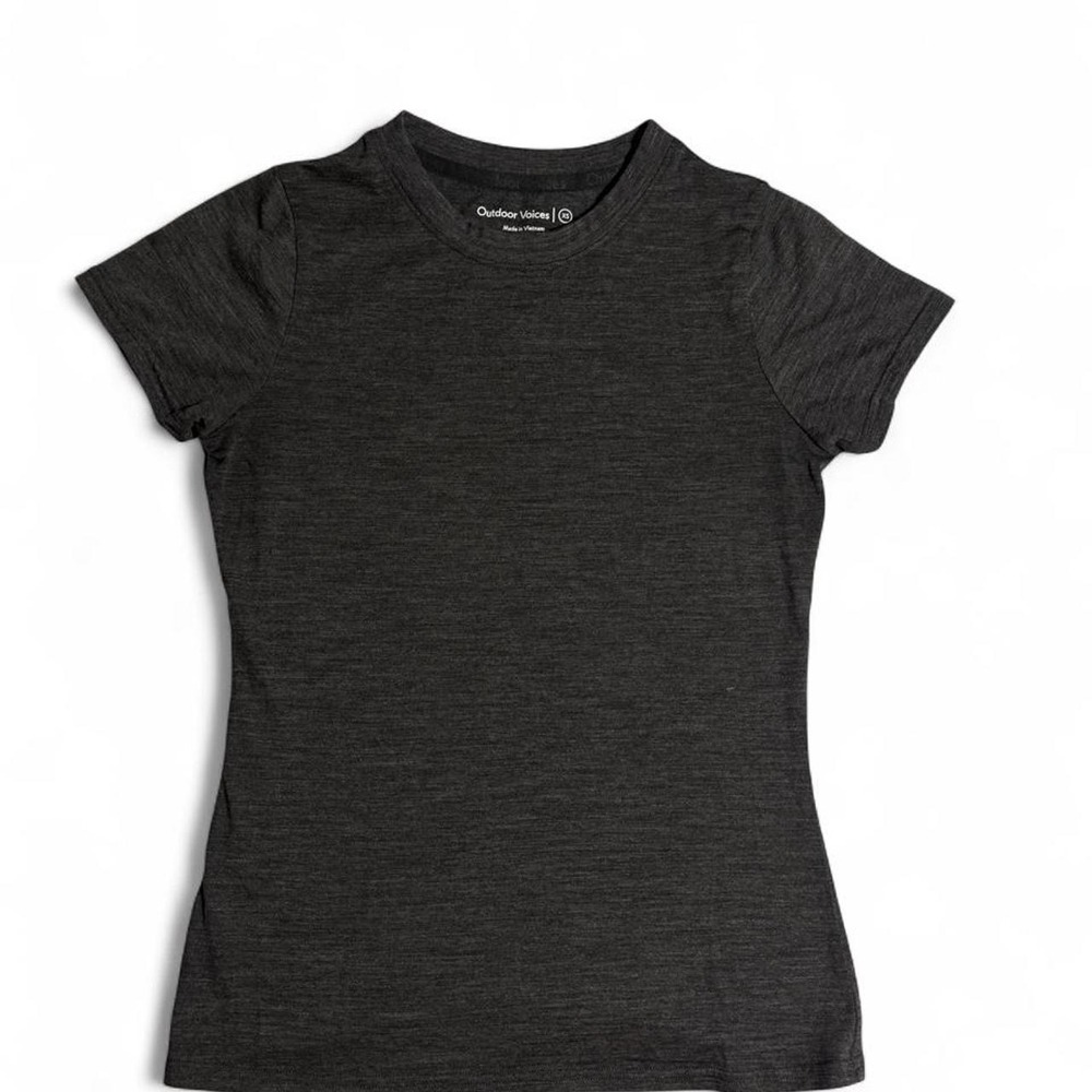 Outdoor Voices Merino Wool Performance T Shirt Womens XS Charcoal Gray